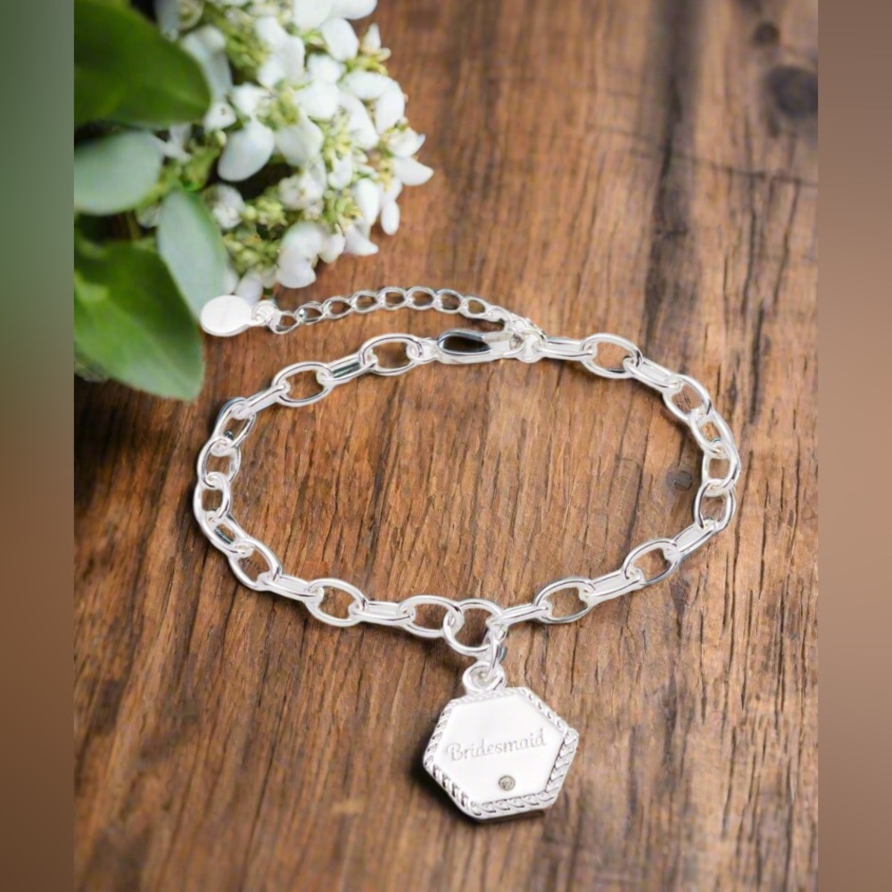 Alex and Ani Silver Bridesmaid Charm Chain Bracelet NIB with Tags and Card